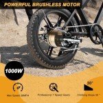 MOVCAN Electric Bike for Adults 1000W Motor(Peak 1500W),48V/15.6AH,Up to 28MPH & 70 Miles,20" Fat Tire Ebike,7 Speed Gear Full Suspension for Off-Road Electric Bicycle Electric Dirt Bike Motorcycle