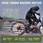 FREESKY 2024 Upgraded Electric Bike 1800W BAFANG Motor, 48V 30Ah Battery Ebike for Adults, 26" Fat Tire Electric Bicycle 35MPH Mountain E Bike, Up to 120 Miles Range with Rear Rack & Fenders