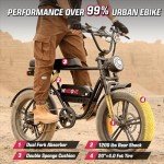Windone K2 Electric Bike,Ebike for Adults with 750W Power Motor,48V13Ah UL Certified Battery,All Terrain 20" Fat Tire Electric Bike Up to 28MPH & 46.6Miles Range with Double Seat,Urban E-Bike