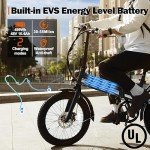 ACTBEST Electric Bike for Adults Peak 1000W,55Miles 28Mph Top Speed, 20" Fat Tire Folding Electric Bicycle, 48V 10.4Ah Removable Battery Ebike with 35 Speed and Front Suspension,SpeedyB/2