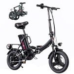 Windone S14 Electric Bike for Adults, Max 19MPH Speed & 28 Miles Range (PAS), 500W Peak Motor and Lightweight & Portable, Dual Shock Absorbers Electric Bicycle, 14" Foldable ebike for Adults