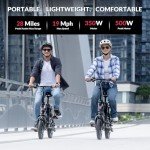 Windone S14 Electric Bike for Adults, Max 19MPH Speed & 28 Miles Range (PAS), 500W Peak Motor and Lightweight & Portable, Dual Shock Absorbers Electric Bicycle, 14" Foldable ebike for Adults