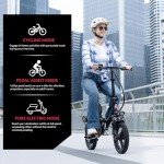 Windone S14 Electric Bike for Adults, Max 19MPH Speed & 28 Miles Range (PAS), 500W Peak Motor and Lightweight & Portable, Dual Shock Absorbers Electric Bicycle, 14" Foldable ebike for Adults