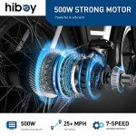Hiboy EX6 Electric Bike for Adults, 20" 4.0 Fat Tire E Bike 500W Brushless Motor, 48V 15AH Removable Battery Ebike Up to 25 MPH, Shimano 7 Speed with Electric Horn