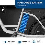 Hiboy EX6 Electric Bike for Adults, 20" 4.0 Fat Tire E Bike 500W Brushless Motor, 48V 15AH Removable Battery Ebike Up to 25 MPH, Shimano 7 Speed with Electric Horn