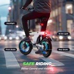 isinwheel U1 Electric Bike for Adults 750W Peak Motor, 20 mph Folding Ebike, 14" Adults Electric Bicycles with Smart Uphill, 280.8Wh Battery, 25 Miles PAS Range, Mini E Bikes for Adults and Teens