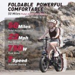 Windone S16 Electric Bike for Adults, 750W Peak Motor Ebike with 48V/13Ah Removable Battery, Max 22MPH Speed & 50 Miles Range (PAS), 16" x 4.0 Fat Tire and Shock Absorber,UL Certified