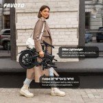 Favoto Aluminum Lightweight Folding Electric Bike - 14" Ebike for Adults with 36V 10.4Ah, 374WH Battery Up to 25 Miles 18MPH, Dual Disc Brakes Bicycle for Commuting, UL 2849 Certified, Black