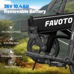 Favoto Aluminum Lightweight Folding Electric Bike - 14" Ebike for Adults with 36V 10.4Ah, 374WH Battery Up to 25 Miles 18MPH, Dual Disc Brakes Bicycle for Commuting, UL 2849 Certified, Black