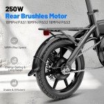 Favoto Aluminum Lightweight Folding Electric Bike - 14" Ebike for Adults with 36V 10.4Ah, 374WH Battery Up to 25 Miles 18MPH, Dual Disc Brakes Bicycle for Commuting, UL 2849 Certified, Black