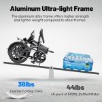 Favoto Aluminum Lightweight Folding Electric Bike - 14" Ebike for Adults with 36V 10.4Ah, 374WH Battery Up to 25 Miles 18MPH, Dual Disc Brakes Bicycle for Commuting, UL 2849 Certified, Black