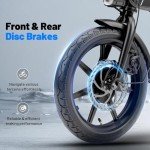 Favoto Aluminum Lightweight Folding Electric Bike - 14" Ebike for Adults with 36V 10.4Ah, 374WH Battery Up to 25 Miles 18MPH, Dual Disc Brakes Bicycle for Commuting, UL 2849 Certified, Black