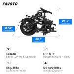 Favoto Aluminum Lightweight Folding Electric Bike - 14" Ebike for Adults with 36V 10.4Ah, 374WH Battery Up to 25 Miles 18MPH, Dual Disc Brakes Bicycle for Commuting, UL 2849 Certified, Black