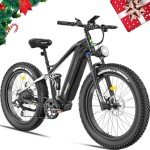 FREESKY 48V 23AH Ebike, 35MPH Full Suspension Electric Mountain Bike, 1500W Electric Bike for Adults, 26" Fat Tire Off-road Adult Electric Bicycle, 7 Speed, 90 Miles Range, UL Certified Eurostar Ultra