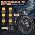FREESKY 48V 23AH Ebike, 35MPH Full Suspension Electric Mountain Bike, 1500W Electric Bike for Adults, 26" Fat Tire Off-road Adult Electric Bicycle, 7 Speed, 90 Miles Range, UL Certified Eurostar Ultra