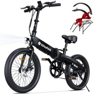 isinwheel U5 Electric Bike Adult 500W, 20" Folding Bikes, 20MPH Max Range 45+ Mile, 48V 374.4Wh Removable Battery, Weighs Only 48.5lbs, Suitable for Leisure Riding&Commuting (Black)