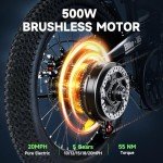isinwheel U5 Electric Bike Adult 500W, 20" Folding Bikes, 20MPH Max Range 45+ Mile, 48V 374.4Wh Removable Battery, Weighs Only 48.5lbs, Suitable for Leisure Riding&Commuting (Black)