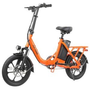 Gotrax NEPHELE 16" Folding Electric Bike, Max Range 28Miles(Pedal-assist) &15.5Mph Power by 350W Motor, Front Suspension&Adjustable Seat and Handlebar, Commuter Electric Bicycle for Adult/Teens Orange