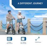 Hiboy C1 Electric Bike for Adults, Max 20MPH Speed & 43.5 Miles Range（PAS）, 500W Peak Motor and Removable Battery, Front Suspension Electric Bicycle, 14" Foldable ebike for Adults and Teens
