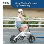 Hiboy C1 Electric Bike for Adults, Max 20MPH Speed & 43.5 Miles Range（PAS）, 500W Peak Motor and Removable Battery, Front Suspension Electric Bicycle, 14" Foldable ebike for Adults and Teens