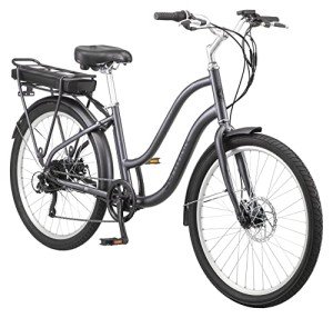 Schwinn Mendocino Electric Cruiser Bike for Adults, 20MPH eBike, Up to 35-55 Miles on a Single Charge, 26-Inch Wheels, 6-Speed, Pedal Assist with Throttle, Charcoal Grey