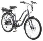 Schwinn Mendocino Electric Cruiser Bike for Adults, 20MPH eBike, Up to 35-55 Miles on a Single Charge, 26-Inch Wheels, 6-Speed, Pedal Assist with Throttle, Charcoal Grey