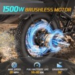 DRIFT.SLIDE 1500W Peak Power Electric Bike for Adults, 28 MPH 60 Miles Electric Moped Style Bike, 48V 20.8 Ah UL 2849 Removable Battery, 7 Speed 20" All Terrain Fat Tire Ebike (J1)