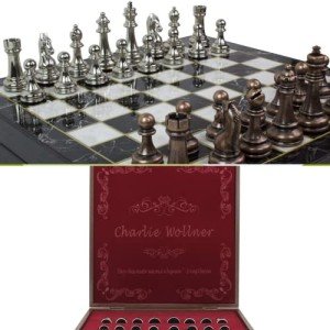 Customized 14" Chess Set with Metal Figures - Perfect Gift