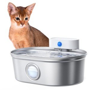 Premium Stainless Steel Cat Water Fountain 67oz