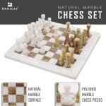 Handmade Marble Chess Set 15 Inches White/Green Onyx