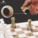 Handmade Marble Chess Set 15 Inches White/Green Onyx