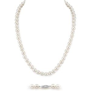White Freshwater Pearl Necklace with Gold Clasp | VIP Quality