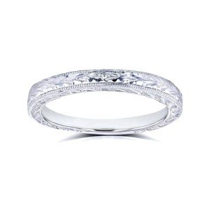Kobelli Antique Wedding Band in 14k White Gold