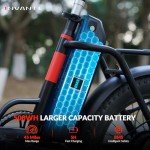 INVANTI Electric Bike, 20" Fat Tire Step-Thru Electric Bicycle, 900W Peak Motor 45 Miles 20MPH Top Speed, Dual Suspension & 7-Speed Folding Ebike for Adults with Rear Rack