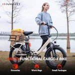 INVANTI Electric Bike, 20" Fat Tire Step-Thru Electric Bicycle, 900W Peak Motor 45 Miles 20MPH Top Speed, Dual Suspension & 7-Speed Folding Ebike for Adults with Rear Rack