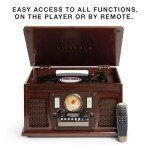 Victrola 8-in-1 Bluetooth Record Player, Multimedia Center - Oak