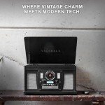 Victrola 8-in-1 Bluetooth Record Player, Multimedia Center - Oak