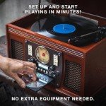 Victrola 8-in-1 Bluetooth Record Player, Multimedia Center - Oak