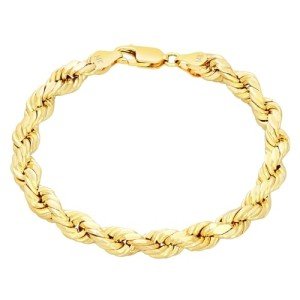 Nuragold 14k Yellow Gold 7mm Rope Bracelet