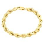 Nuragold 14k Yellow Gold 7mm Rope Bracelet