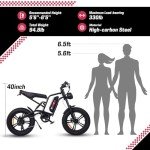 WINDONE E2 Electric Bike for Adults,750W Ebike with 48V13Ah Removable Battery,All-Terrain 20" Fat Tire Electric Bikes Up to 28MPH & 46.6Miles,Full Suspension,Cruise Control,UL Certified,Moped E-Bike