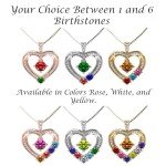 Mother & Child Birthstone Heart Necklace 14K Gold