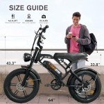 Tamobyke V20 4.0 Electric Bike,1500W Max Motor/48V 15ah Removable Battery E-Bike, 20'' Fat Tire Electric Bike, 28-30mph Max Speed, Color Display, Throttle & Pedal Assist. UL Certified.