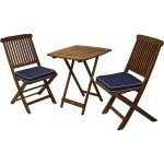 Square Foldable Bistro Set with Cushions, Blue
