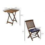 Square Foldable Bistro Set with Cushions, Blue