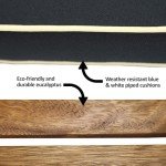 Square Foldable Bistro Set with Cushions, Blue