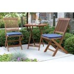 Square Foldable Bistro Set with Cushions, Blue