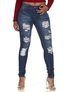 V.I.P. JEANS Women's Size Skinny Distressed Denim Pants