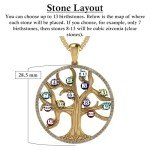 Tree of Life Mother's Necklace 1-13 Stones 10K Gold