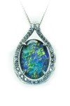 White Gold Plated Australian Fire Opal Necklace